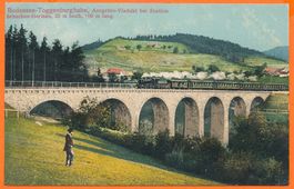 Bodensee - Toggenburgerbahn mit Dampfzug auf Viadukt 1912