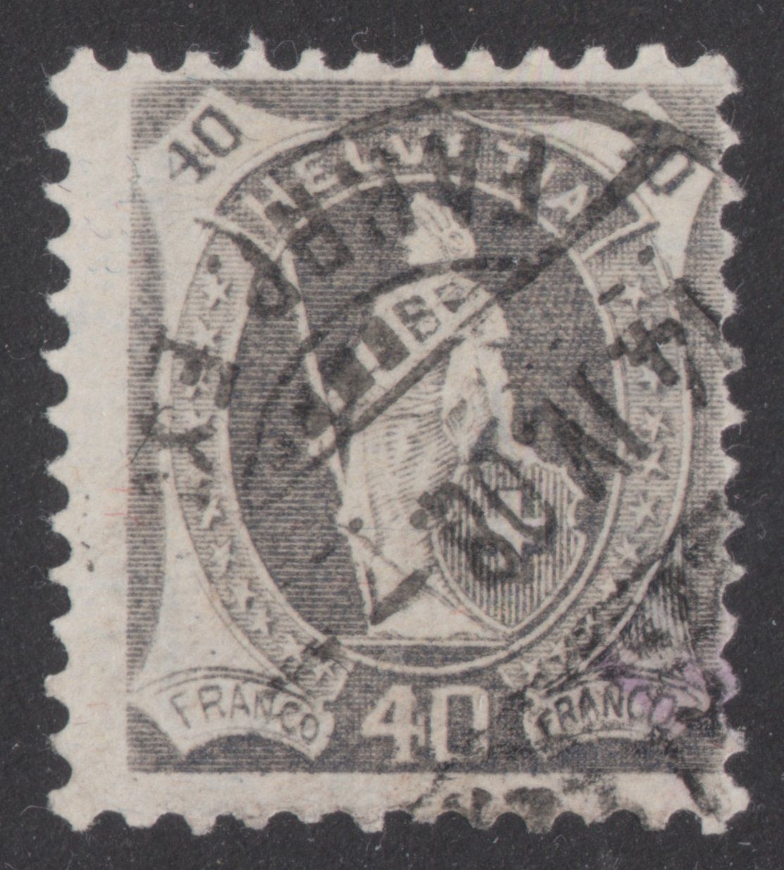 Alle Briefmarken: Stehende Helvetia ZNr. 97A  -   Kat. 100 Fr. – Gebraucht aus Kleindöttingen von Laufzeit