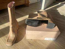 RAS Stiefeletten Gr. 40 weiches Leder Braun / beige, neu