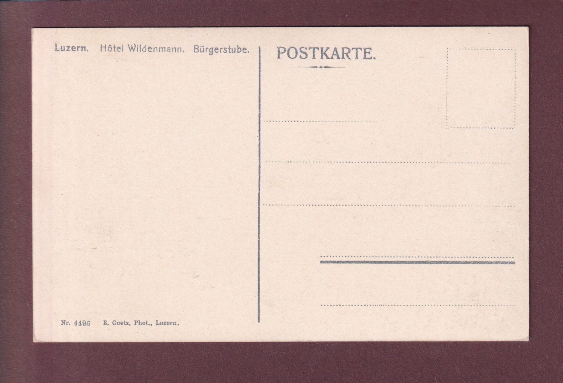 Cartoline postali: LUZERN - Hotel Wildenmann - Bürgerstube – Usato da Pully venduto da nicecards-shop 1