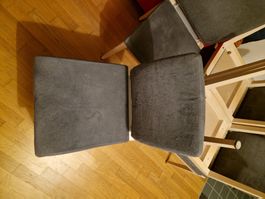 Esszimmer Stühle 6 stk aus Holz/Alcantara weiss/dunkelgrau