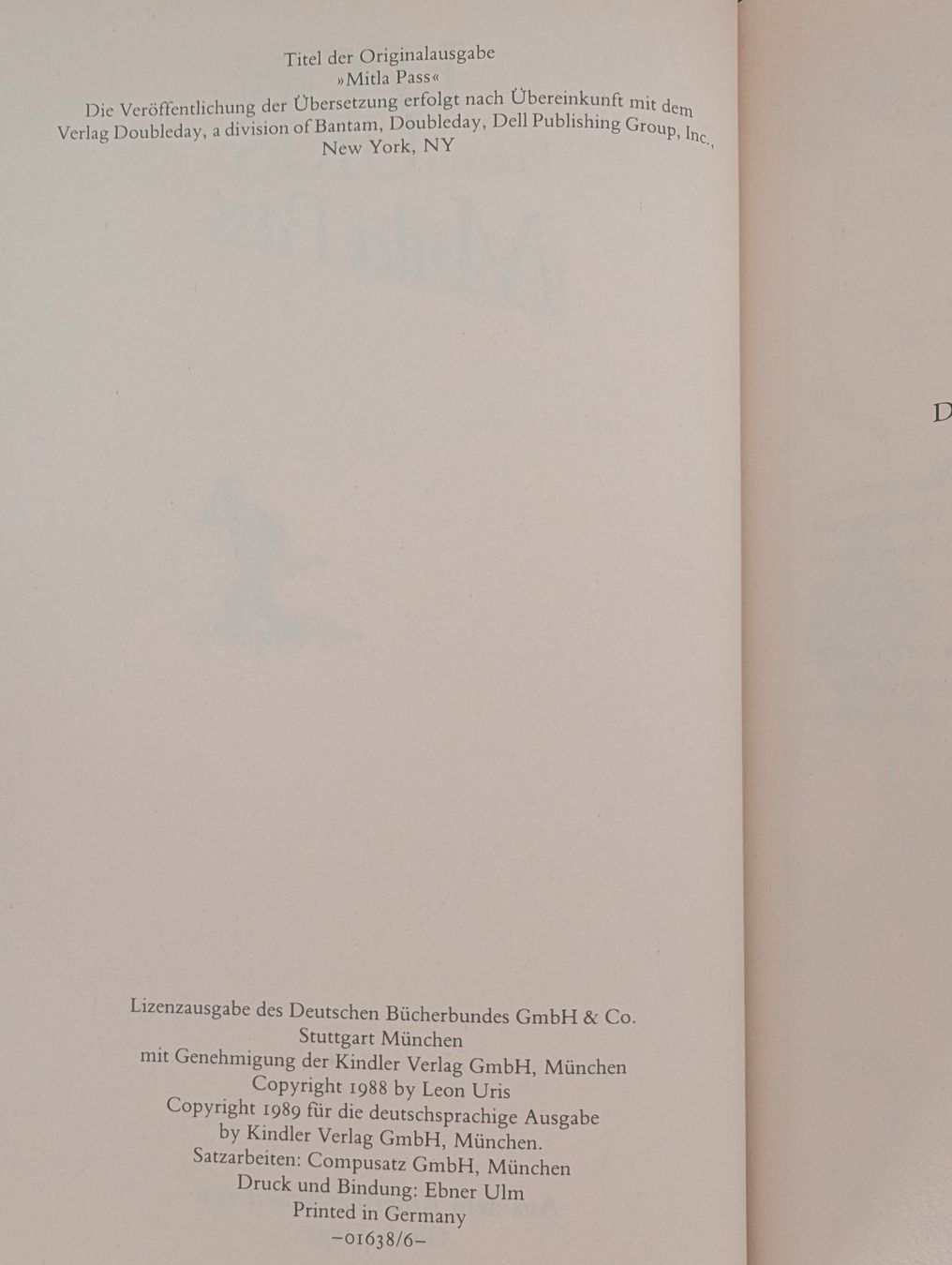 Bücher: Mitla Pass - Leon Uris – Gebraucht aus Thalwil von sultan03 5