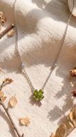 Handgemachte Peridot Kleeblatt Kette Silber 925 Weissgold