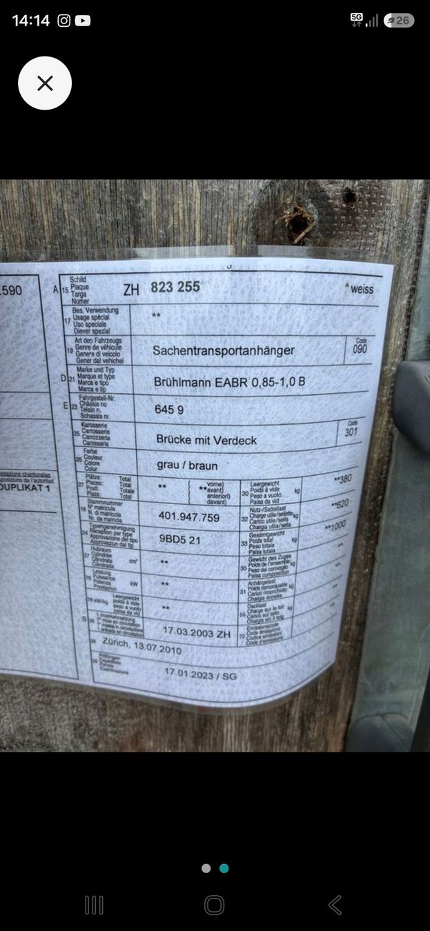 Brühlmann Rimorchi: Anhänger zu verkaufen ab 1.- – Usato da Grenchen venduto da dav_jlt8 5