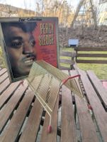 Vintage Mid-Century Modern Gold Wire Vinyl Record Rack