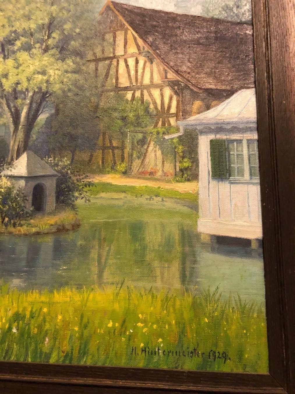 Dipinti: H. Hintermeister 1929 Gemälde mit Hof und Weiher – Usato da Hirzel venduto da pjn_d7xp 4