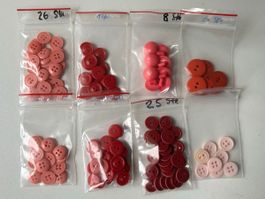 Hübsches Knöpfe-Set Orange,Rosa und Rot, div. Grössen,
