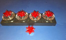 Porte-bougies avec bougies led rouges neuf/Kerzenständer mit
