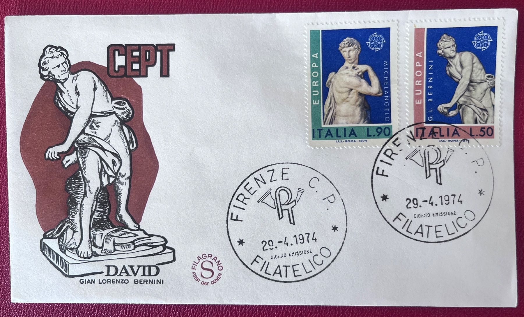 Alle Briefmarken: ET 1974 David Italien – Gebraucht aus Biberist von Edelfloh