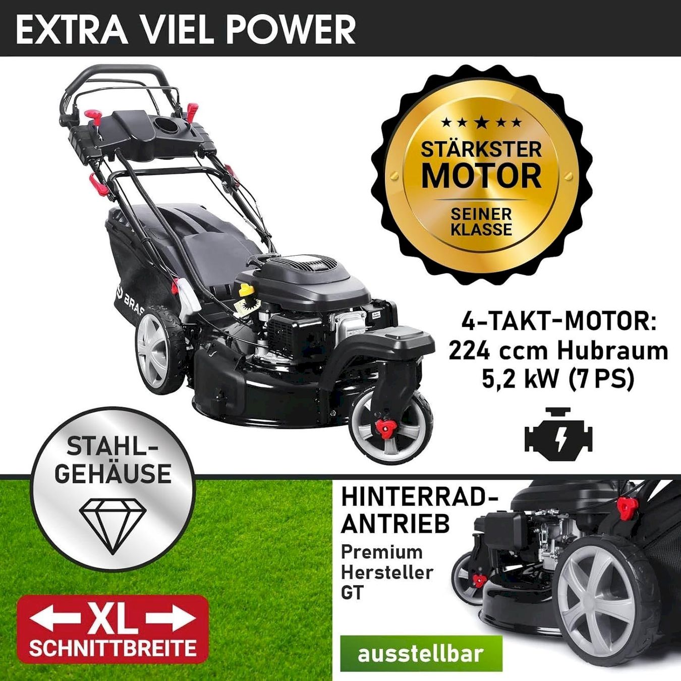 Tagliaerba: BRAST Trike E-START Benzin Rasenmäher – Nuovo e nell'imballaggio originale da Bottighofen venduto da zaap 2