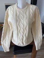 Pull en laine 100% tressé crème M unisexes neuf