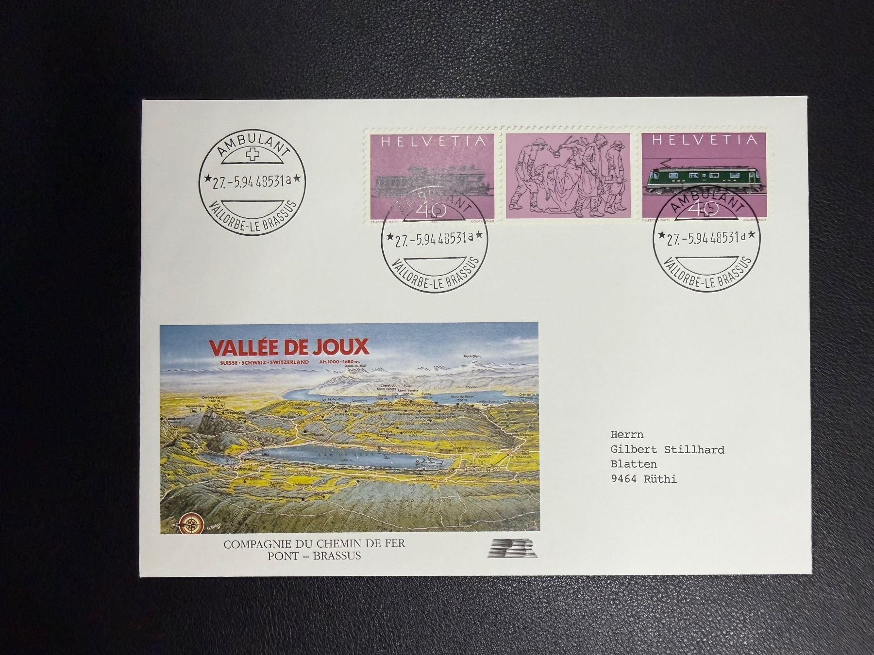 Alle Briefmarken: Bahnpostbeleg Vallorbe - Le Brassus 1994 – Gebraucht aus oberrüti von jeanmei