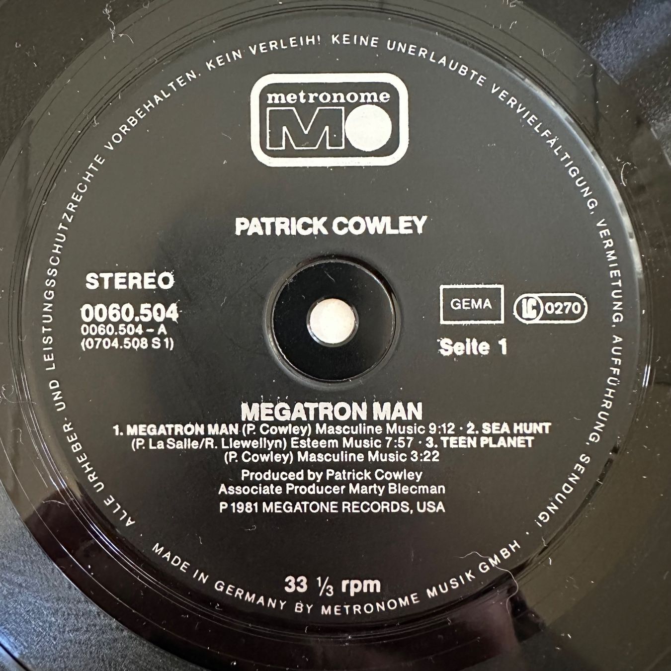 Dischi in vinile: Patrick Cowley - Megatron Man - LP Disco, Hi NRG – Usato da Caslano venduto da campo_santo 2