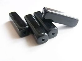 5 Glasperlen tube schwarz 20x4mm