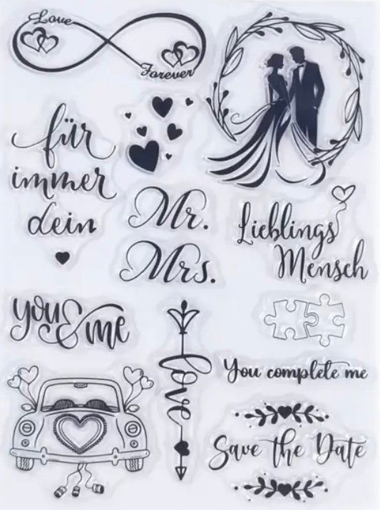Timbri: Silikonstempel Hochzeit Save the Date – Nuovo e nell'imballaggio originale da Kaltbrunn venduto da schere-stein-papier