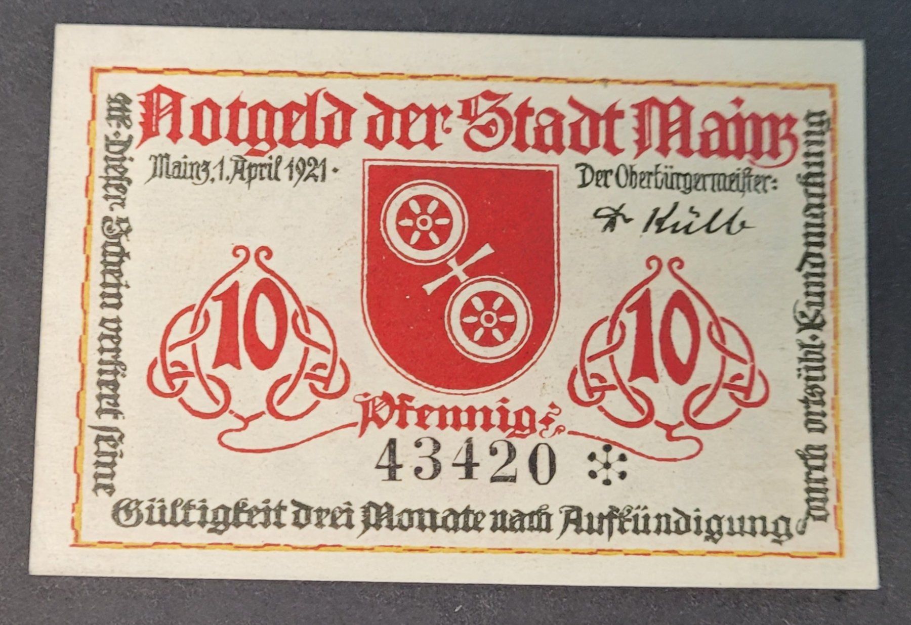 Banconote: 10 PFENNIG / MAINZ 1921 – Nuovo (secondo la descrizione) da Mumpf venduto da antonio_schweiz_961
