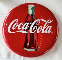 Coca-Cola Blechschild rund Flasche rot gebraucht