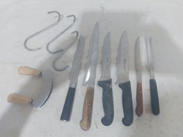 Profi-Fleischermesser-Set, 10-teilig , mit Tranchiergabel ;