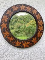 Alter rund Spiegel mit Facettenschliff , Holz , Jugendstil