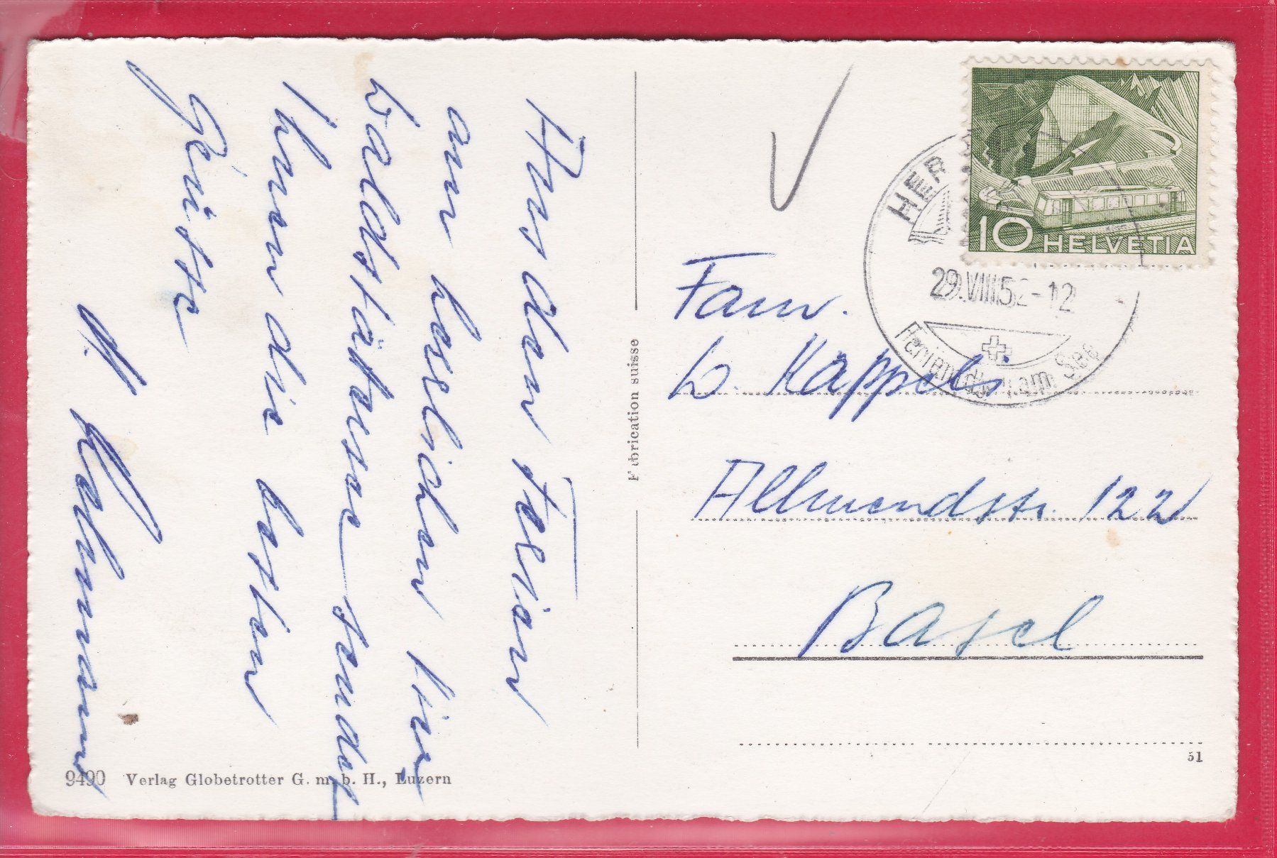 Cartoline postali: HERGISWIL MIT PILATUS, 29.8.1952 – Usato da Oberrieden venduto da Gebirgsstelze 1