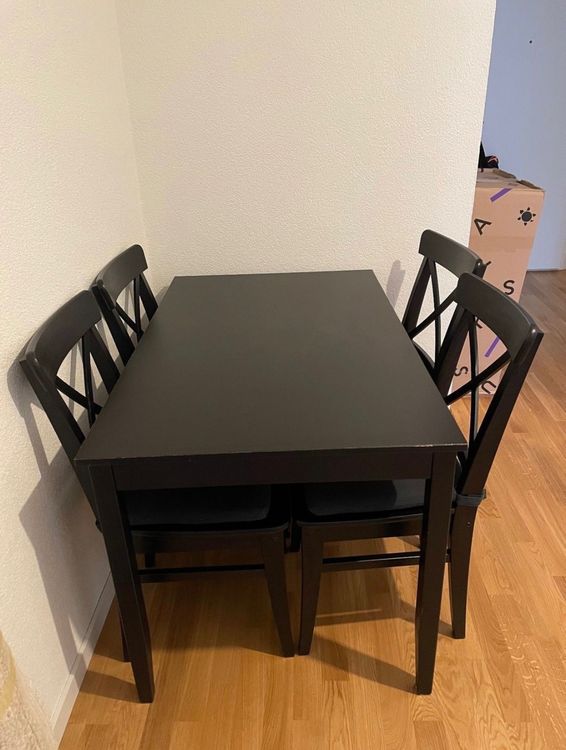 Ikea Esstisch Holz schwarz Tisch mit Stühle Kaufen auf Ricardo