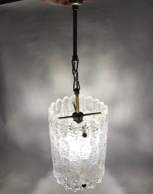 Lampade: schwere Glaslampe Hängelampe Pressglas 60er – Usato da Zürich venduto da gigimai67 1