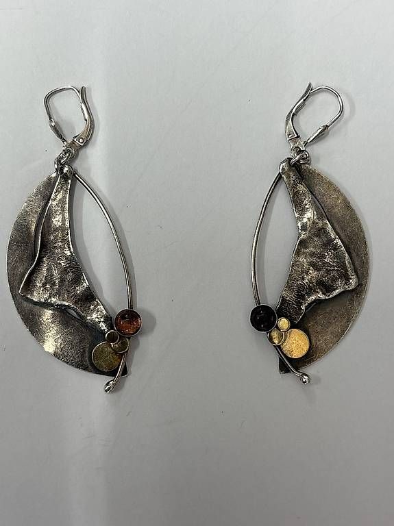 Orecchini pendenti & Orecchini a lobo: Silver and multi coloured earrings – Usato da Birsfelden venduto da Vic_toria 1
