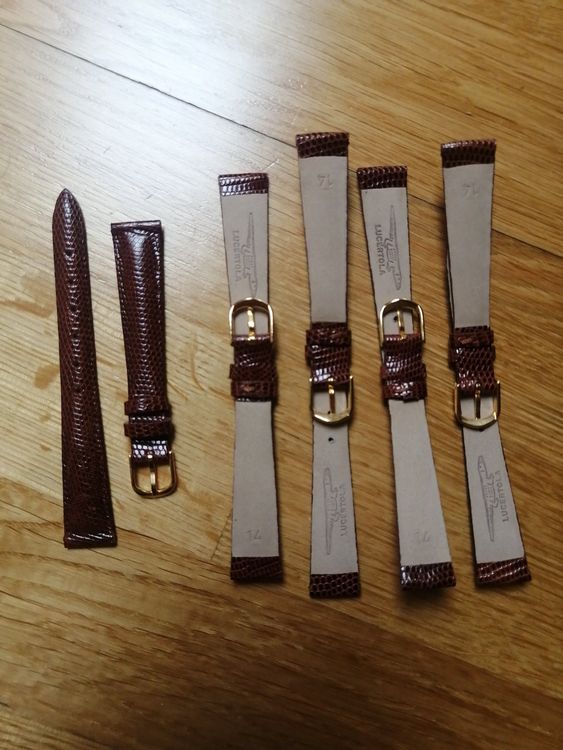 Bracelet montre cuir de lézard violet brillant homme et femme