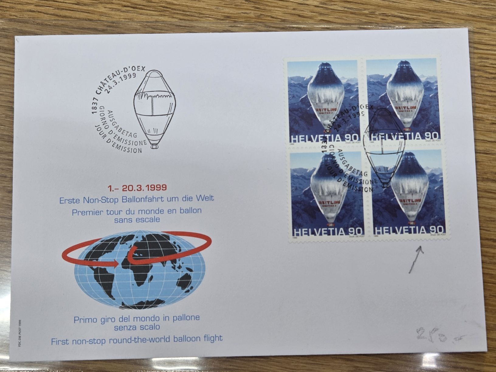 Tutti i francobolli: FDC Abart 971 im 4er Block 250.- – Usato da Wangen venduto da Abartix
