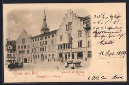 AK Biel, Burgplatz, 1899