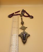 Antiker Rosenkranz, Filigran, Emaille Kreuz