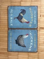 2 Metallschilder Hahn & Huhn für die Küche.