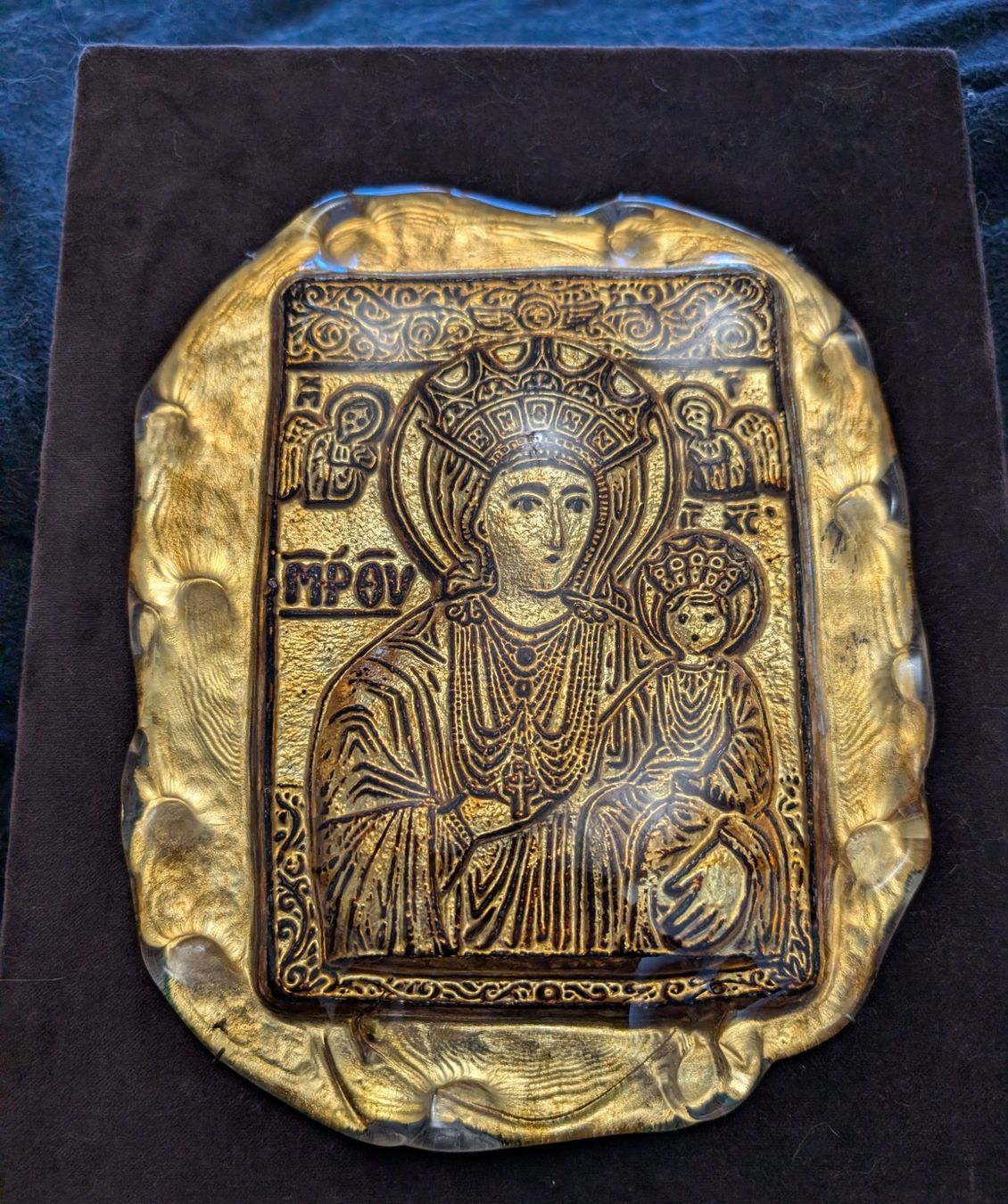 Murano Bicchieri: Basrelief aus Muranoglas - Antike Ikone "Maria mit Kind" – Usato da Pfaffhausen venduto da angliker 1