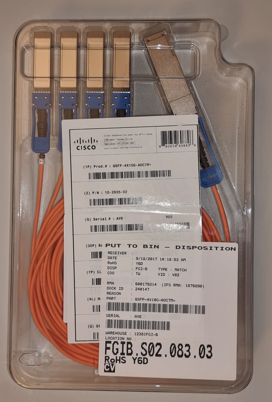 Cisco Server: Cisco QSFP-4X10G-AOC7M – Gebraucht aus Stadel von phwert 1
