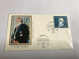 brieefmarken, ganzsache, deutschland 19.4.1968, k. adenauer