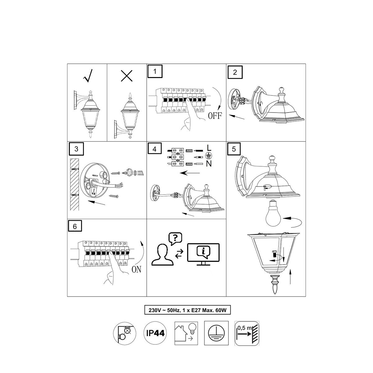Lampade: Aussen Wandleuchte, IP44, 34 cm Höhe – Nuovo (secondo la descrizione) da Kreuzlingen venduto da Smart-Light 9