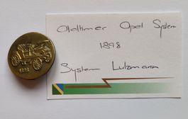 Uralter Werbeknopf - Oldtimer Opel System - Lutzmann 1898