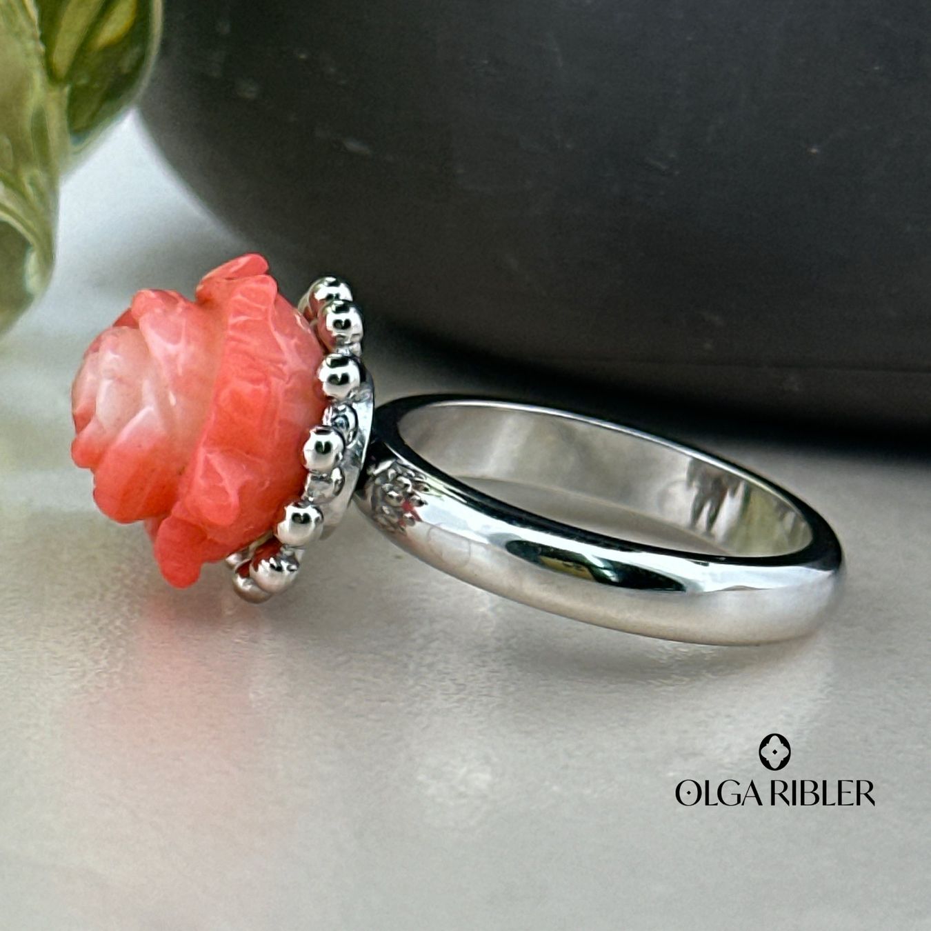 Olga Ribler Anelli: Edelstahl Ring mit Coralle, Ringgrösse 61 – Nuovo (secondo la descrizione) da Luzern venduto da Schmuckoutlet 2