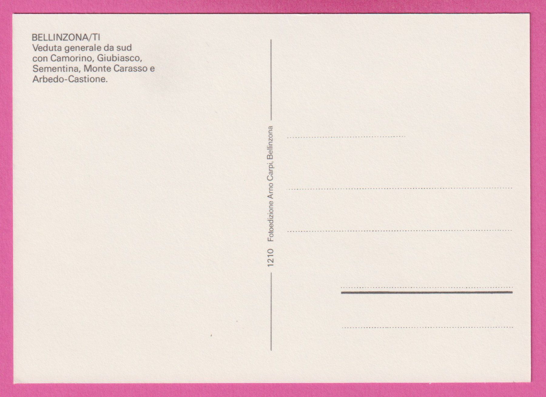 Cartoline postali: Bellinzona TI – Usato da Einsiedeln venduto da dillie 1