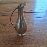 Kleine Vase Metall Silberfarben mit Henkel guter Zustand