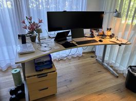 Schreibtisch Ahorn elektrisch Bürotisch Arbeitstisch 