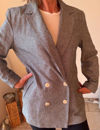 SOMMERBLAZER grau-weiss meliert lässig weit geschnitten Gr.M