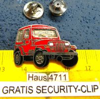 JEEP WRANGLER YJ ROT AUTO PIN ENAMEL MIT SECURITY-CLIP