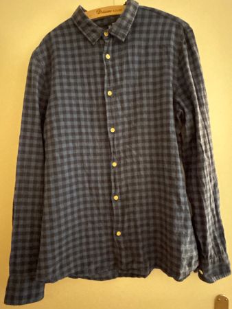 Blau-Schwarz kariertes Herren Hemd von H&M, Grösse M -