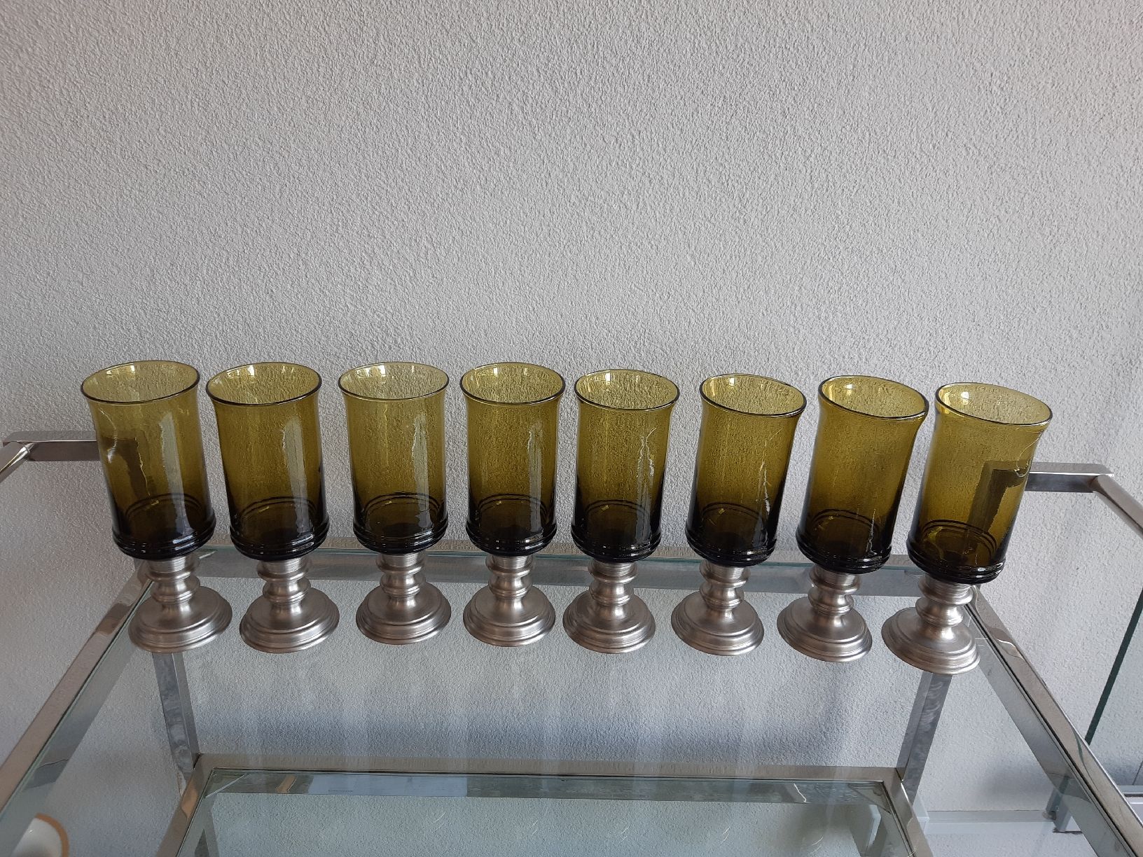 Gläser: 8er Set Vintage Weingläser mit Zinnfuss – Neu (gemäss Beschreibung) aus Matzingen von mes84