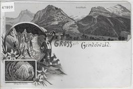 Gruss aus Grindelwald - schwarze Litho