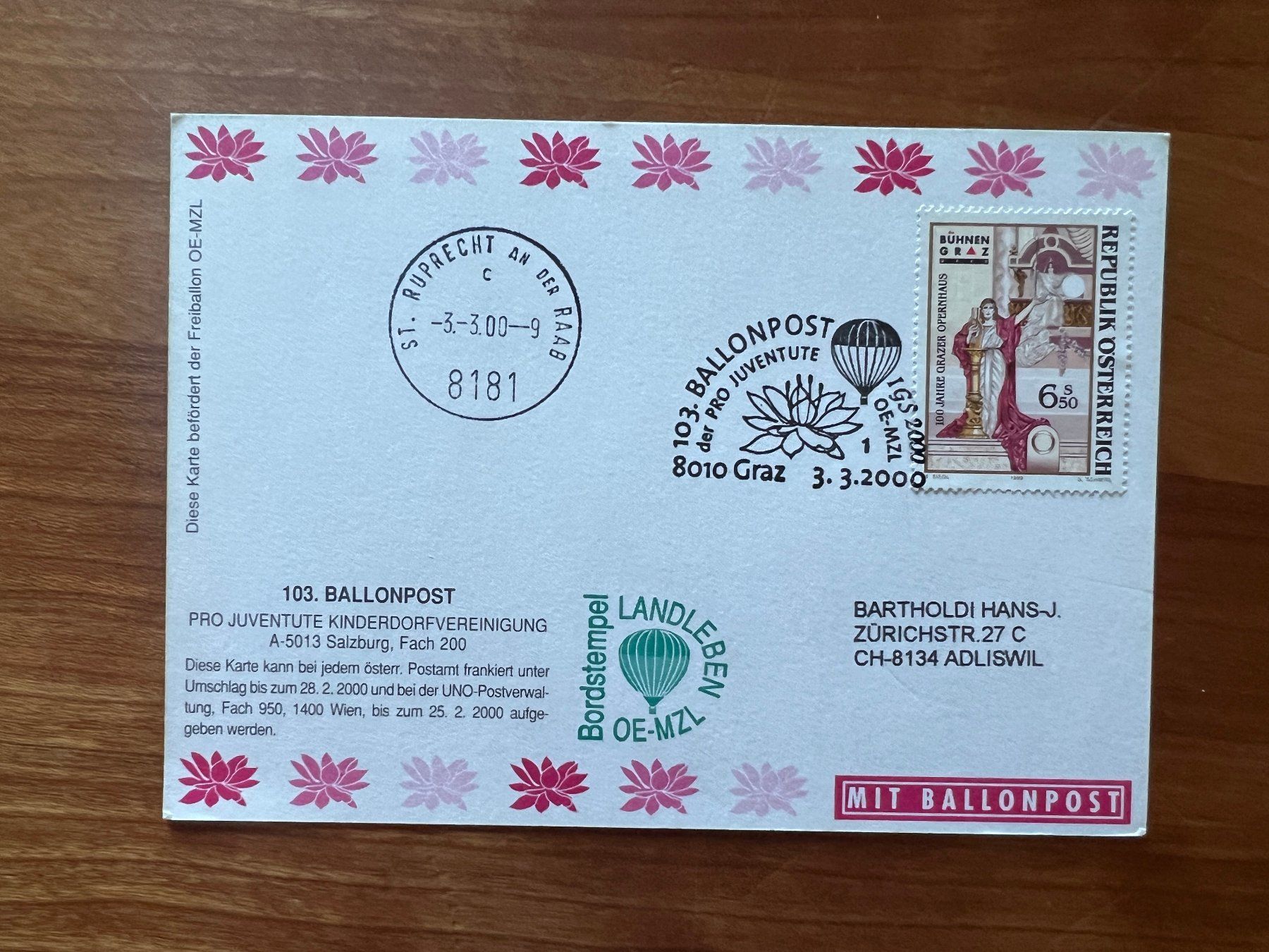 Tous les timbres: 2000 103. Ballonpost Graz  (G2836) – D'occasion à Hinwil par Sidi4 1