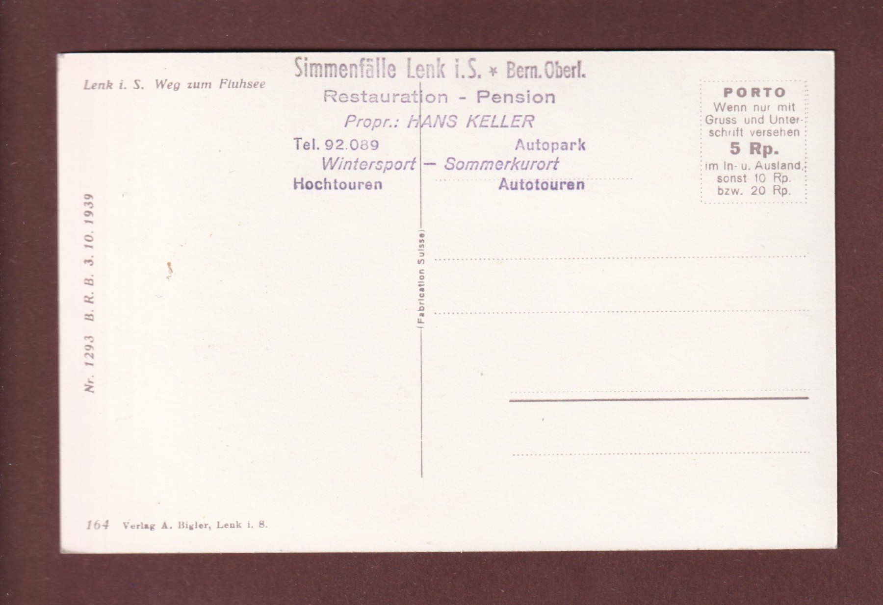 Cartoline postali: LENK - Weg zum Fluhsee – Usato da Pully venduto da nicecards-shop 1