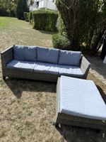 Garten Lounge Sofa mit Hocker grau inkl neuer Tisch