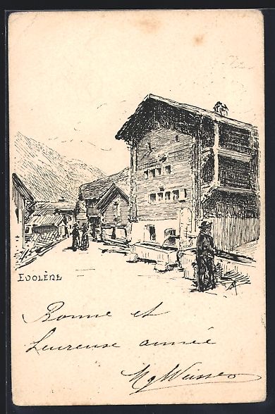 Cartoline postali: Evolene, Strassenpartie mit Häusern – Usato da Berlin venduto da bartko-reher